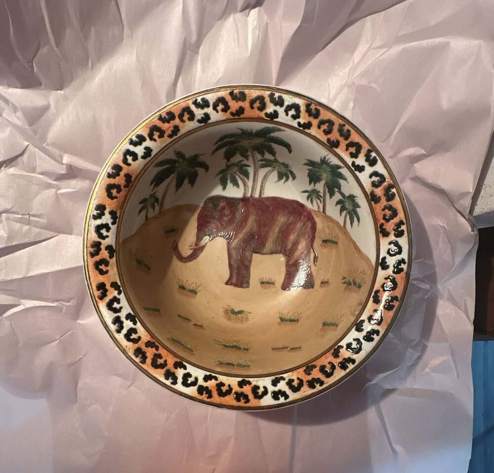 Prima Bella Casa By Ganz Safari Elephant Decorative Bowl